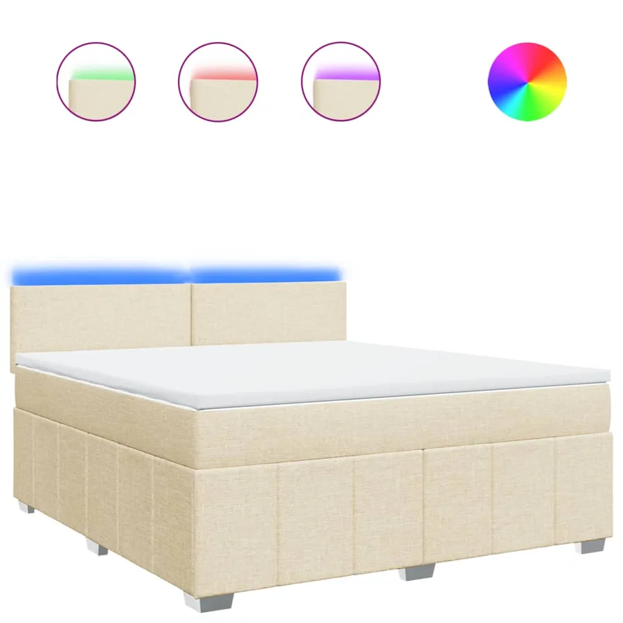 Sommier à lattes de lit avec matelas Crème 180x200 cm Tissu - 2
