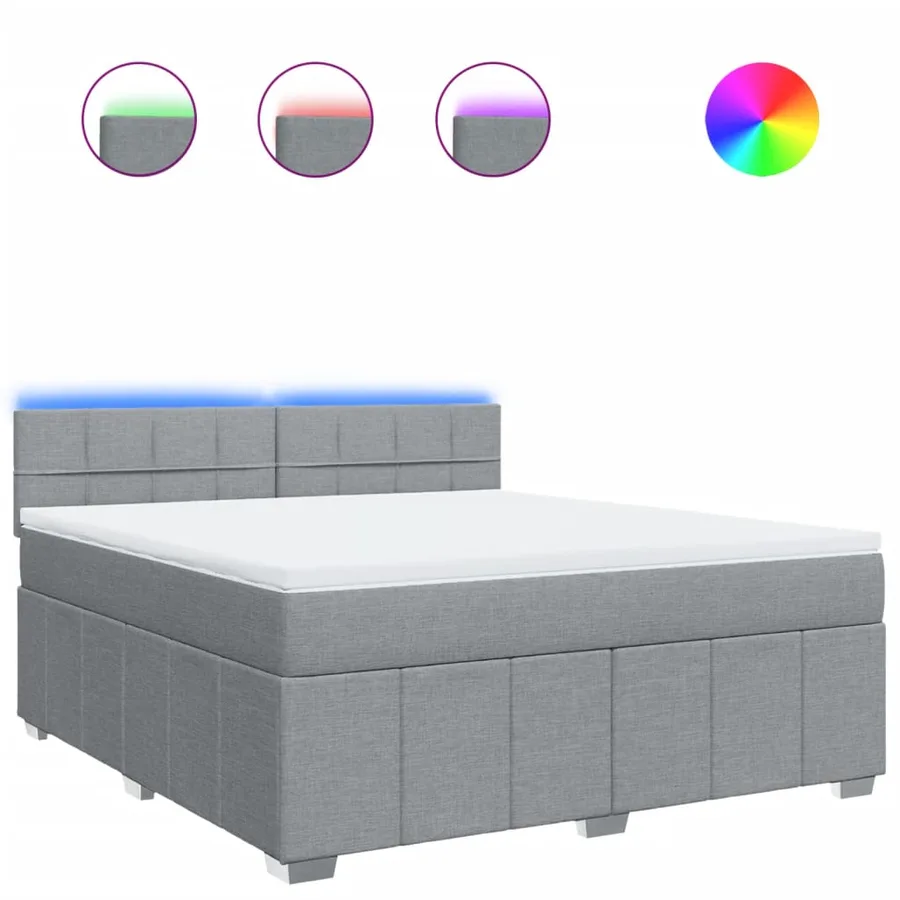 Sommier à lattes de lit avec matelas Gris clair 180x200cm Tissu - 2