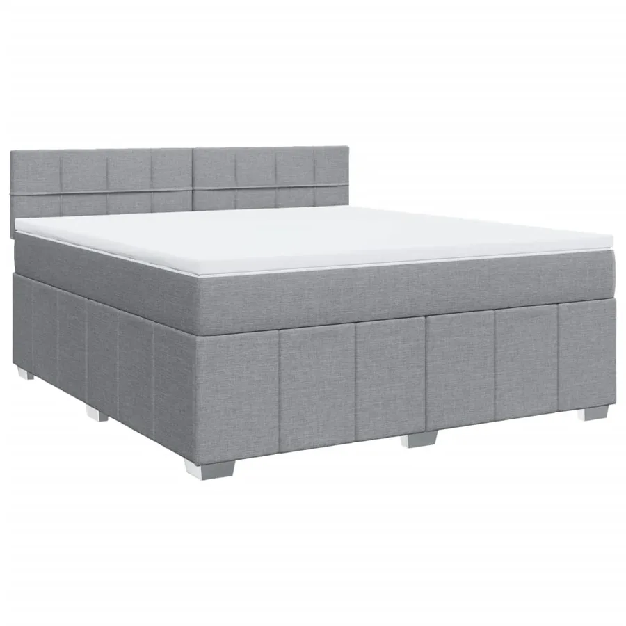 Sommier à lattes de lit avec matelas Gris clair 180x200cm Tissu - 3