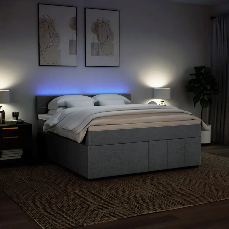Sommier à lattes de lit avec matelas Gris clair 180x200cm Tissu - 5