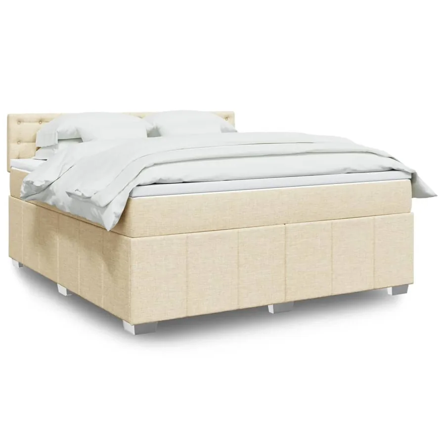 Sommier à lattes de lit avec matelas Crème 180x200 cm Tissu
