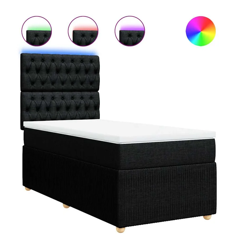Sommier à lattes de lit et matelas Noir 80x200 cm Tissu - 2