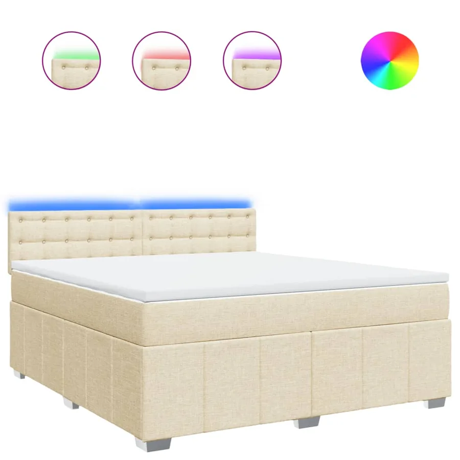 Sommier à lattes de lit avec matelas Crème 180x200 cm Tissu - 2