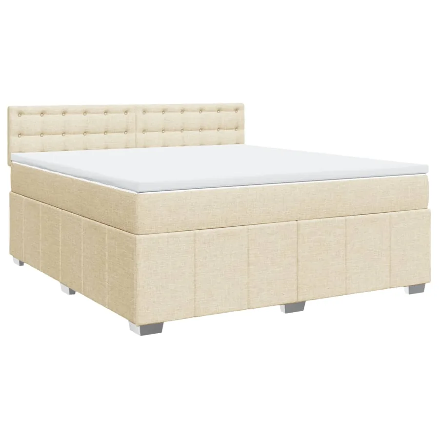 Sommier à lattes de lit avec matelas Crème 180x200 cm Tissu - 3