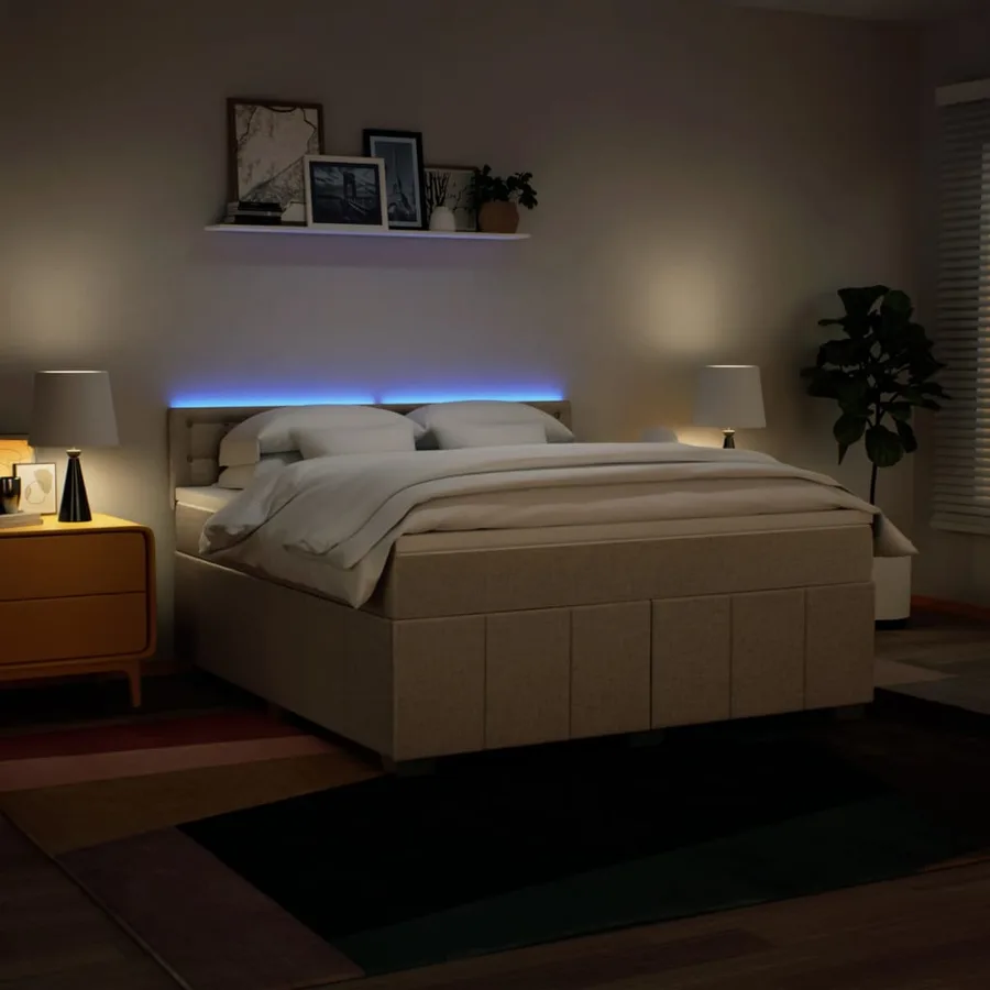 Sommier à lattes de lit avec matelas Crème 180x200 cm Tissu - 5