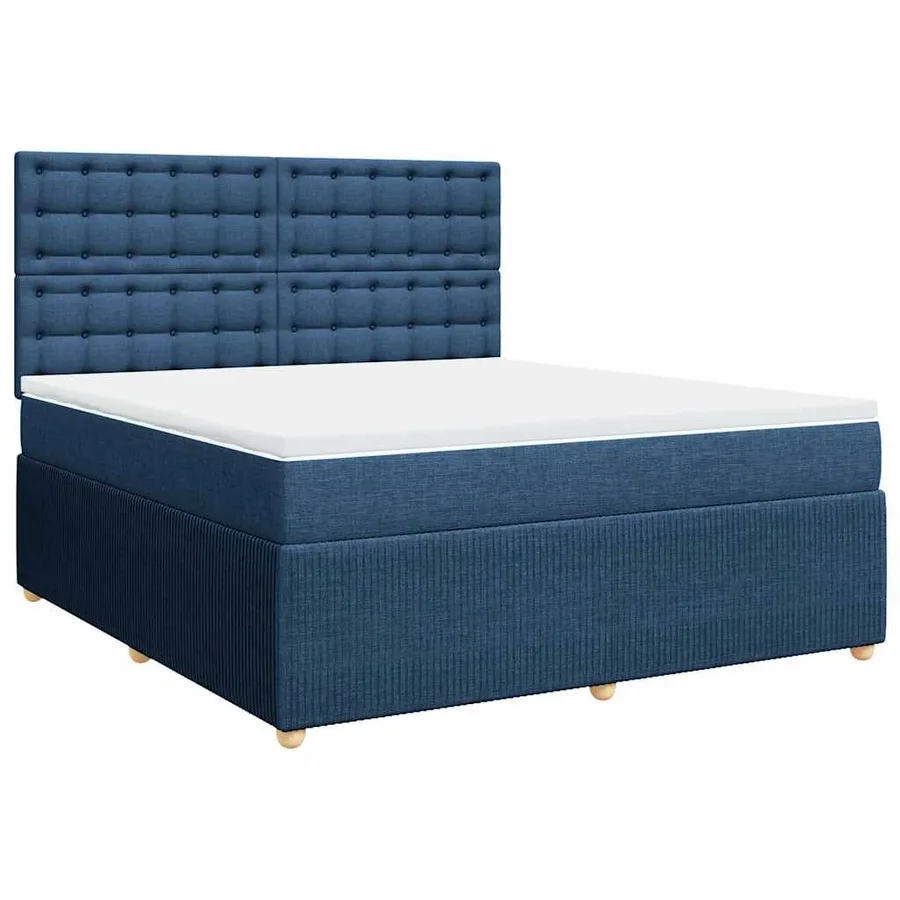 Sommier à lattes de lit avec matelas Bleu 180x200 cm Tissu - 3