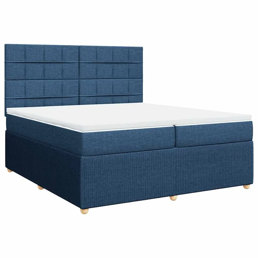 Sommier à lattes de lit avec matelas Bleu 200x200 cm Tissu - 3
