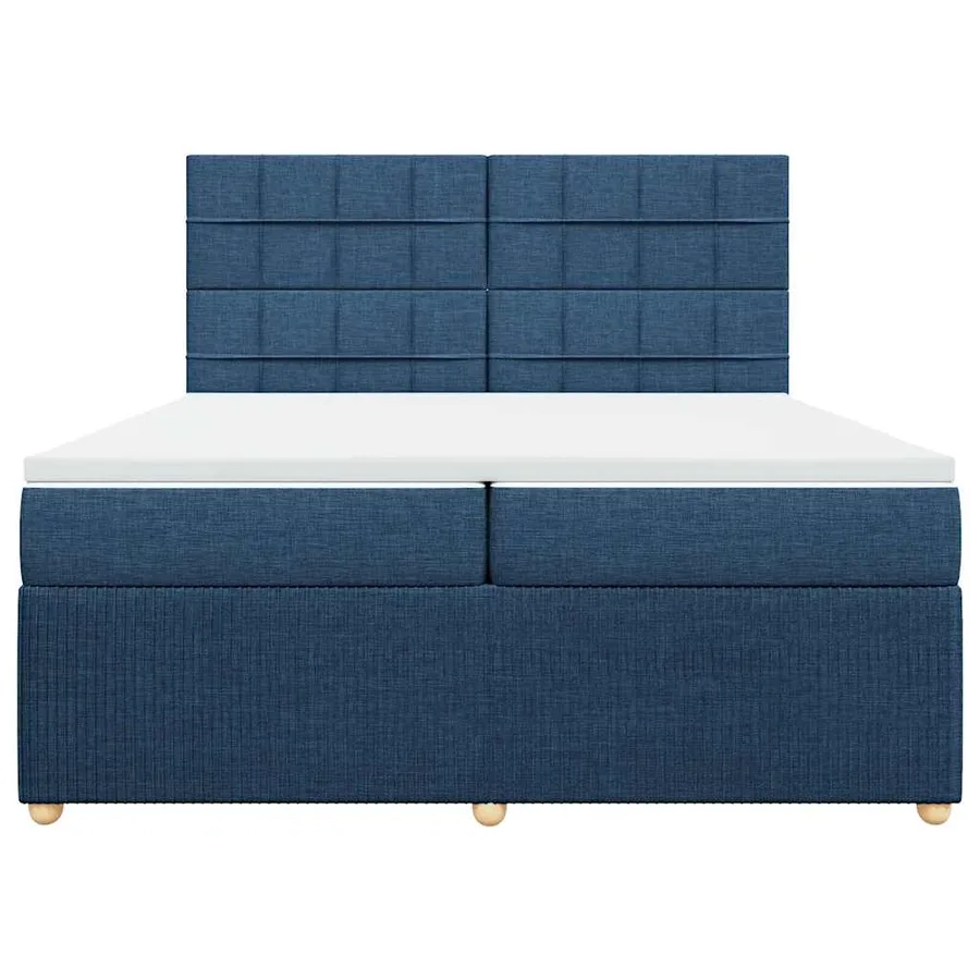 Sommier à lattes de lit avec matelas Bleu 200x200 cm Tissu - 6