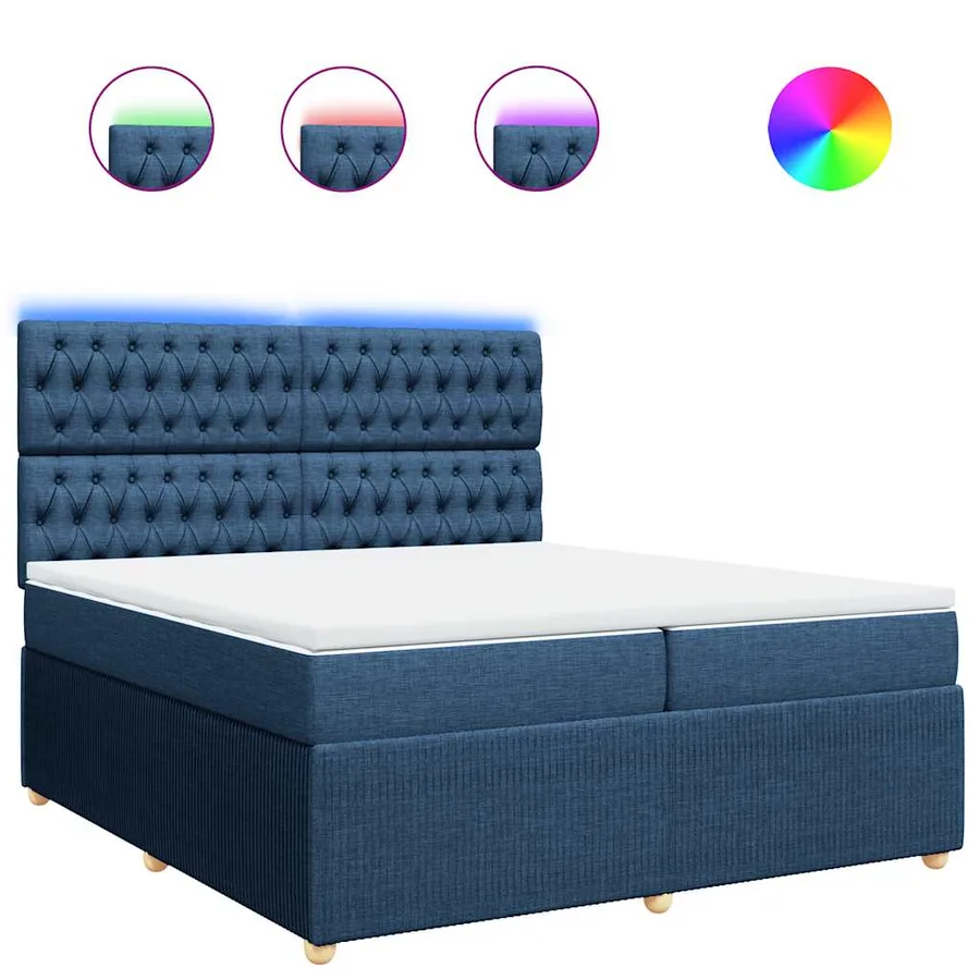 Sommier à lattes de lit avec matelas Bleu 200x200 cm Tissu - 2
