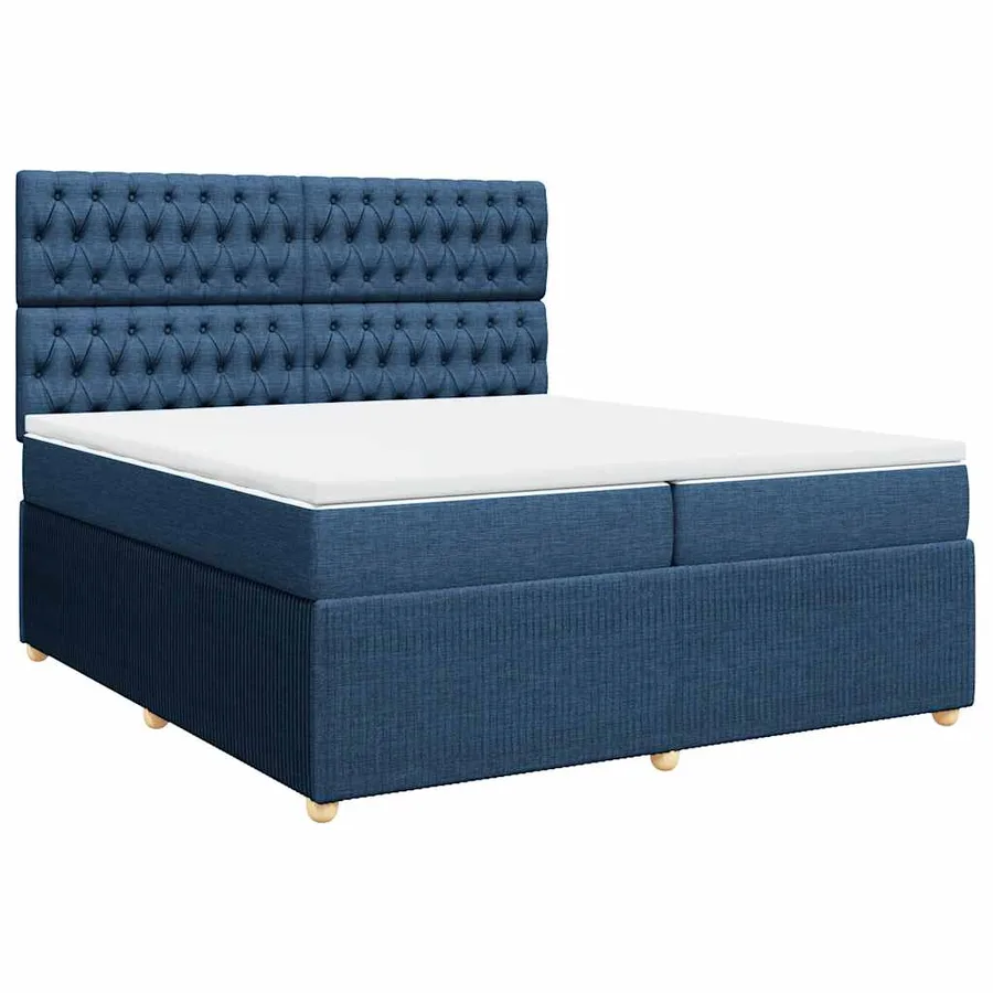 Sommier à lattes de lit avec matelas Bleu 200x200 cm Tissu - 3