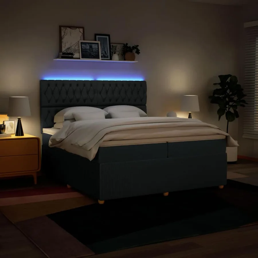 Sommier à lattes de lit avec matelas Bleu 200x200 cm Tissu - 4