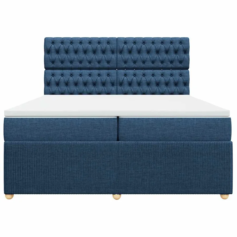 Sommier à lattes de lit avec matelas Bleu 200x200 cm Tissu - 6