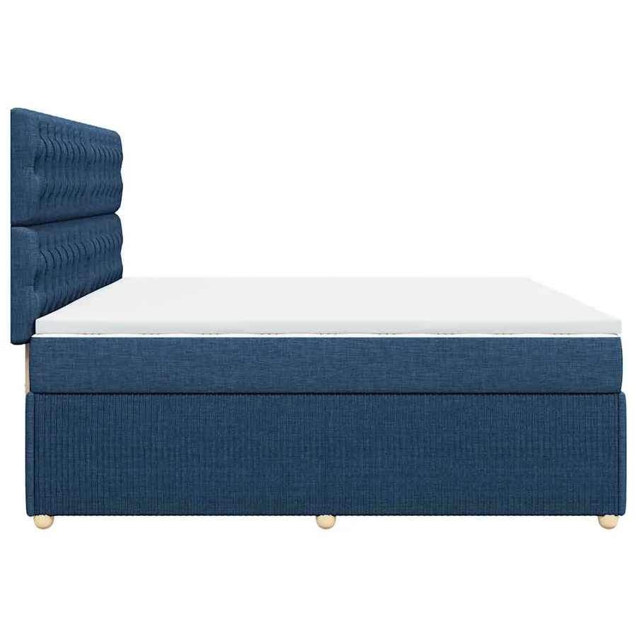 Sommier à lattes de lit avec matelas Bleu 200x200 cm Tissu - 7