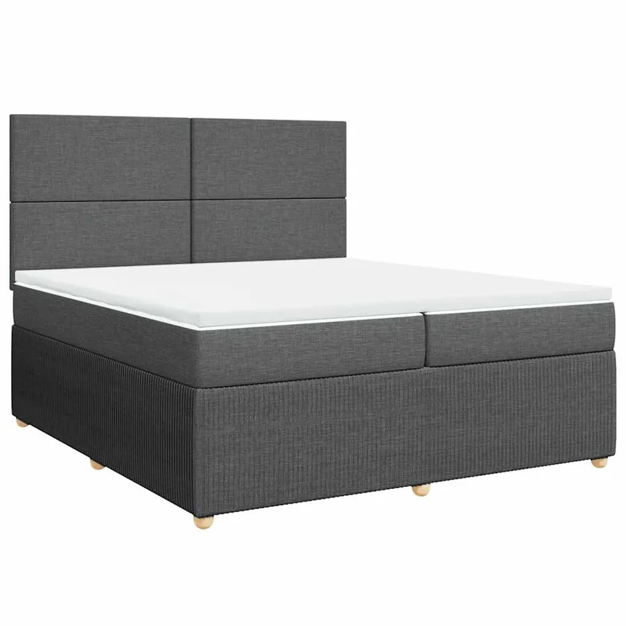 Sommier à lattes de lit avec matelas Gris foncé 200x200cm Tissu - 3