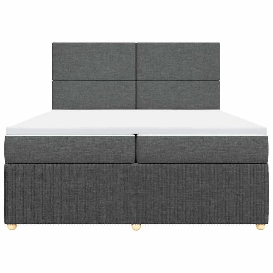 Sommier à lattes de lit avec matelas Gris foncé 200x200cm Tissu - 6