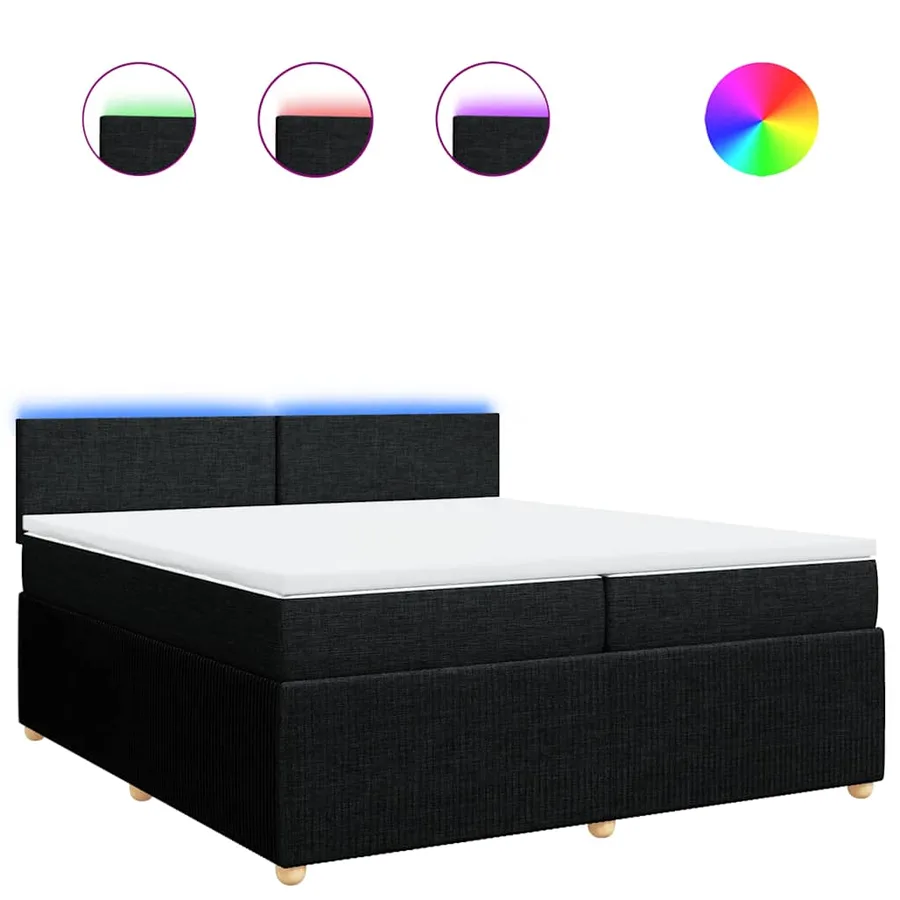 Sommier à lattes de lit avec matelas Noir 200x200 cm Tissu - 2