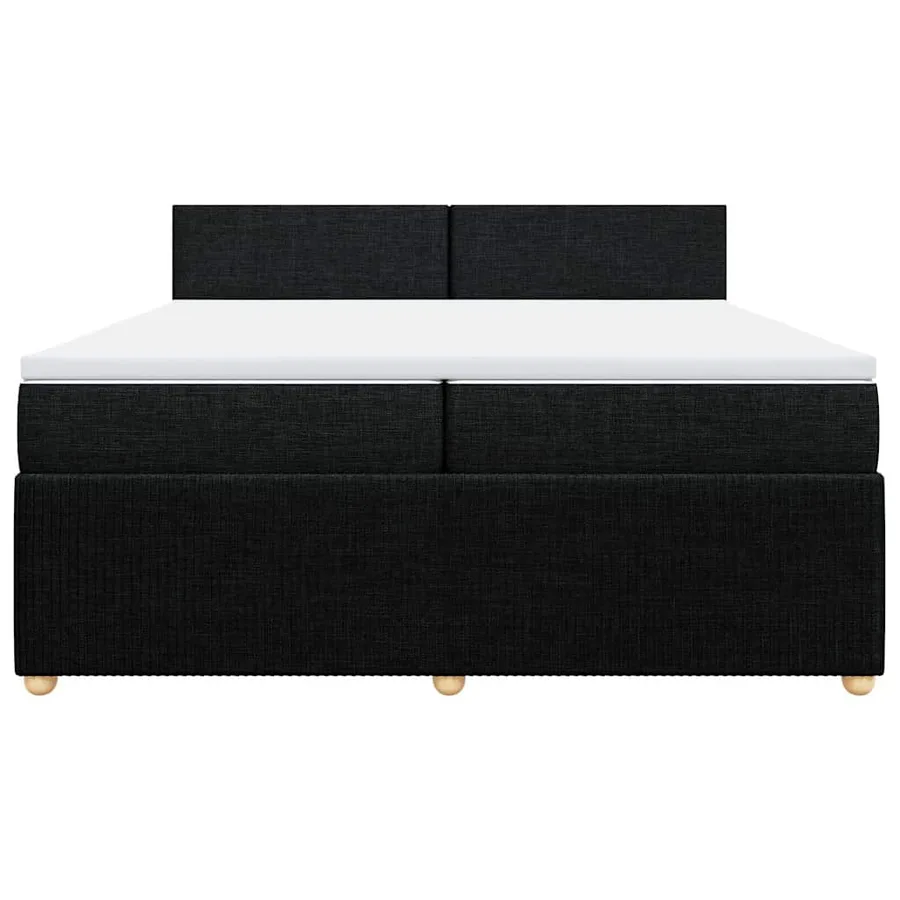 Sommier à lattes de lit avec matelas Noir 200x200 cm Tissu - 6