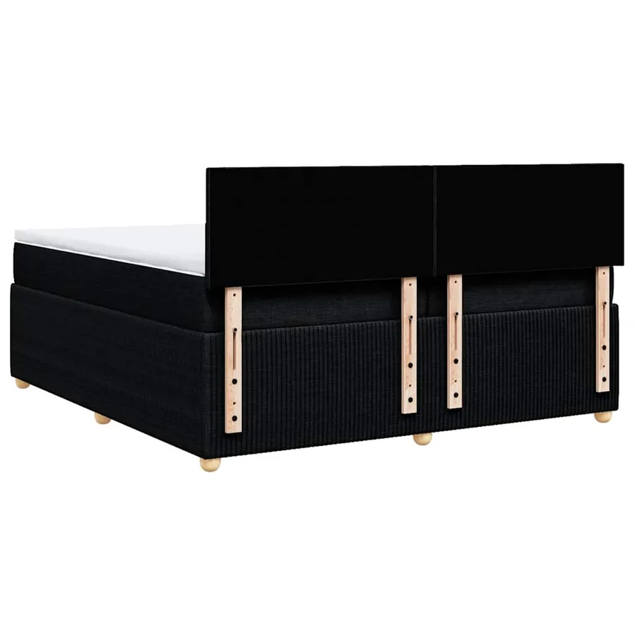 Sommier à lattes de lit avec matelas Noir 200x200 cm Tissu - 8