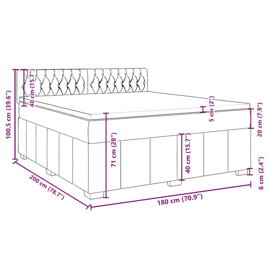 Sommier à lattes de lit avec matelas Taupe 180x200 cm Tissu - 13