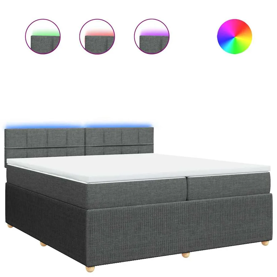 Sommier à lattes de lit avec matelas Gris foncé 200x200cm Tissu - 2