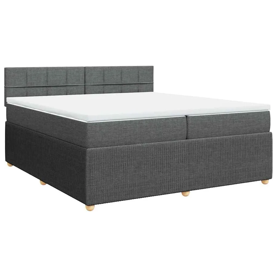 Sommier à lattes de lit avec matelas Gris foncé 200x200cm Tissu - 3