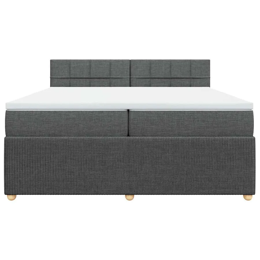 Sommier à lattes de lit avec matelas Gris foncé 200x200cm Tissu - 6