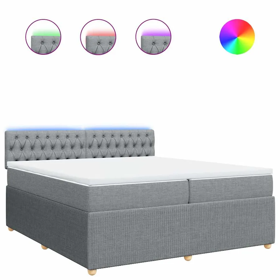 Sommier à lattes de lit avec matelas Gris clair 200x200cm Tissu - 2