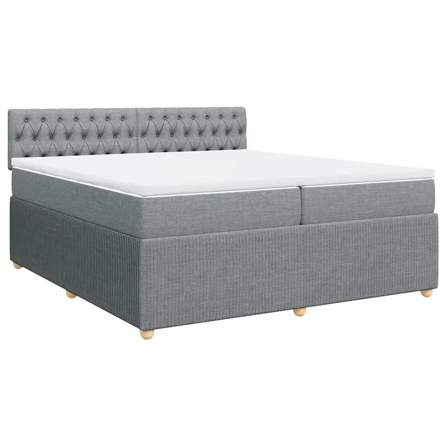 Sommier à lattes de lit avec matelas Gris clair 200x200cm Tissu - 3