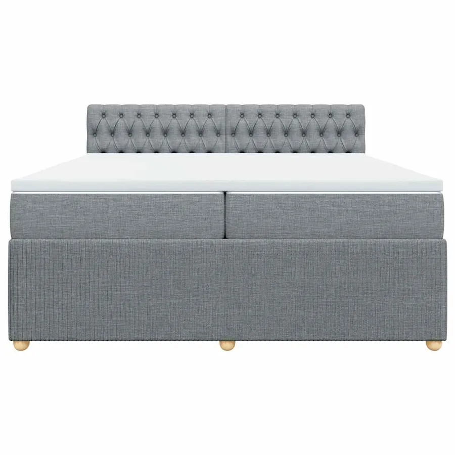Sommier à lattes de lit avec matelas Gris clair 200x200cm Tissu - 6