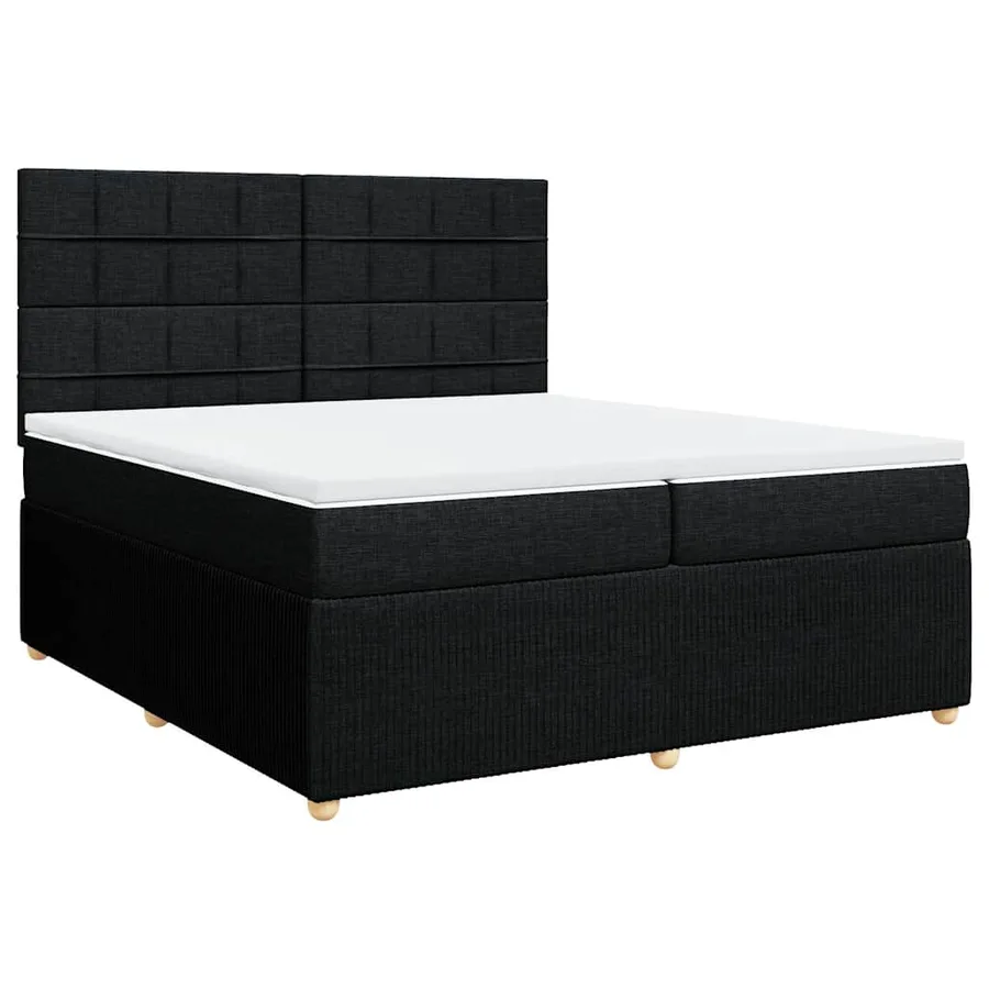 Sommier à lattes de lit avec matelas Noir 200x200 cm Tissu - 2