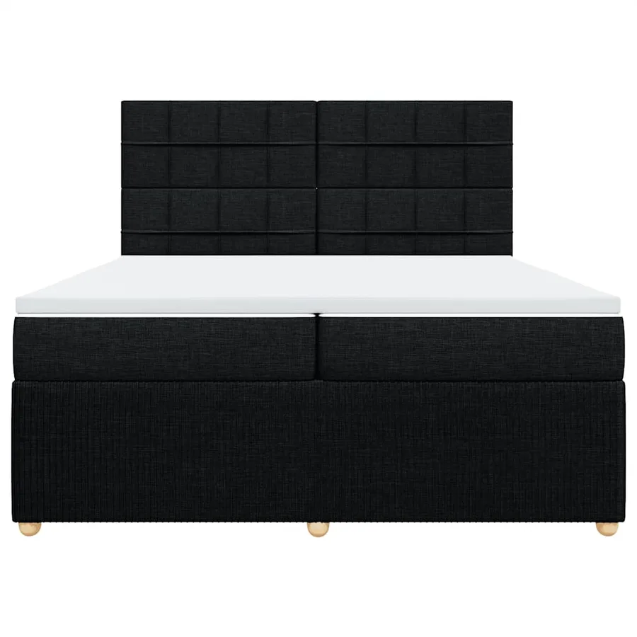 Sommier à lattes de lit avec matelas Noir 200x200 cm Tissu - 4
