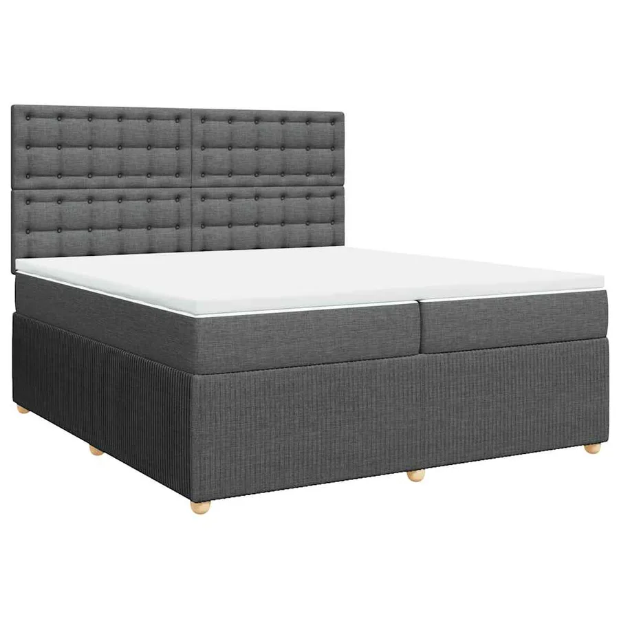 Sommier à lattes de lit avec matelas Gris foncé 200x200cm Tissu - 2
