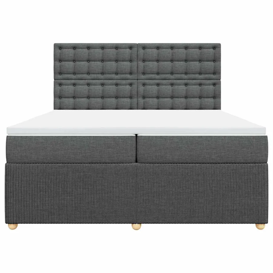 Sommier à lattes de lit avec matelas Gris foncé 200x200cm Tissu - 4