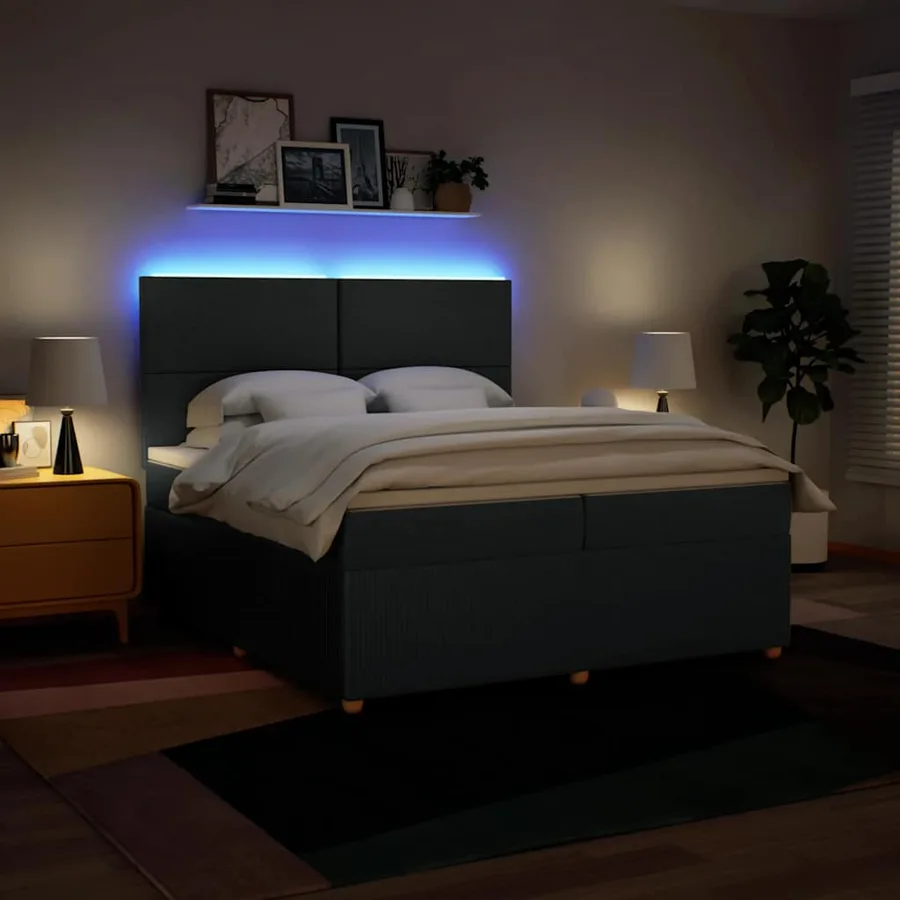 Sommier à lattes de lit avec matelas Bleu 200x200 cm Tissu - 4