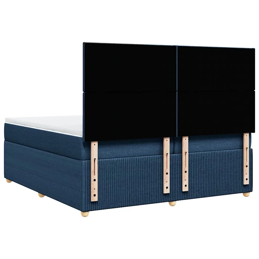 Sommier à lattes de lit avec matelas Bleu 200x200 cm Tissu - 8