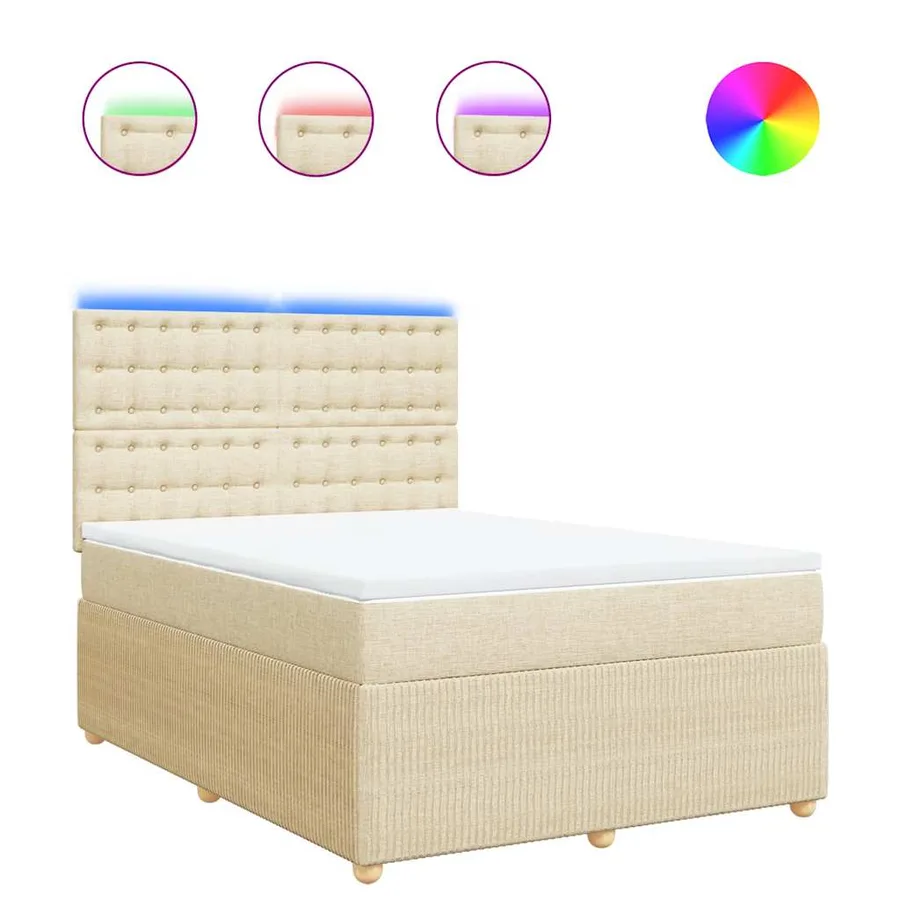 Sommier à lattes de lit avec matelas Crème 140x190 cm Tissu - 2