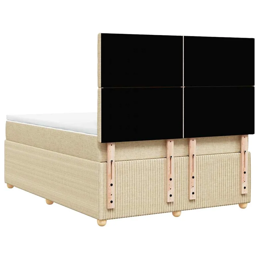 Sommier à lattes de lit avec matelas Crème 140x190 cm Tissu - 8