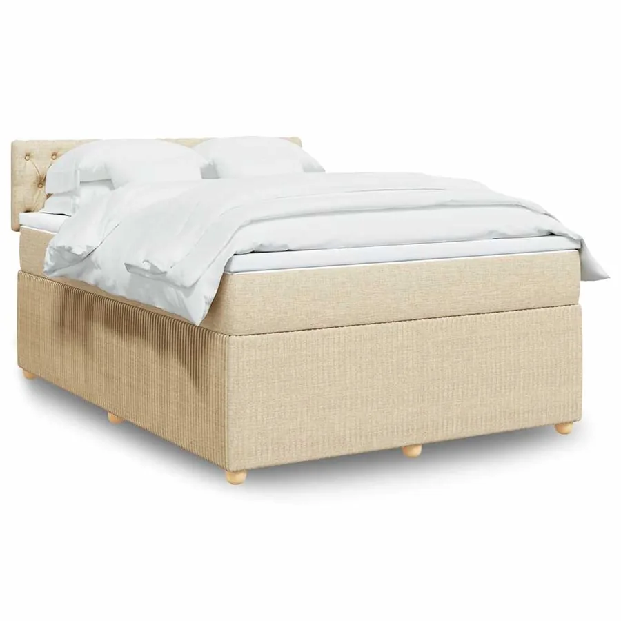 Sommier à lattes de lit avec matelas Crème 140x190 cm Tissu