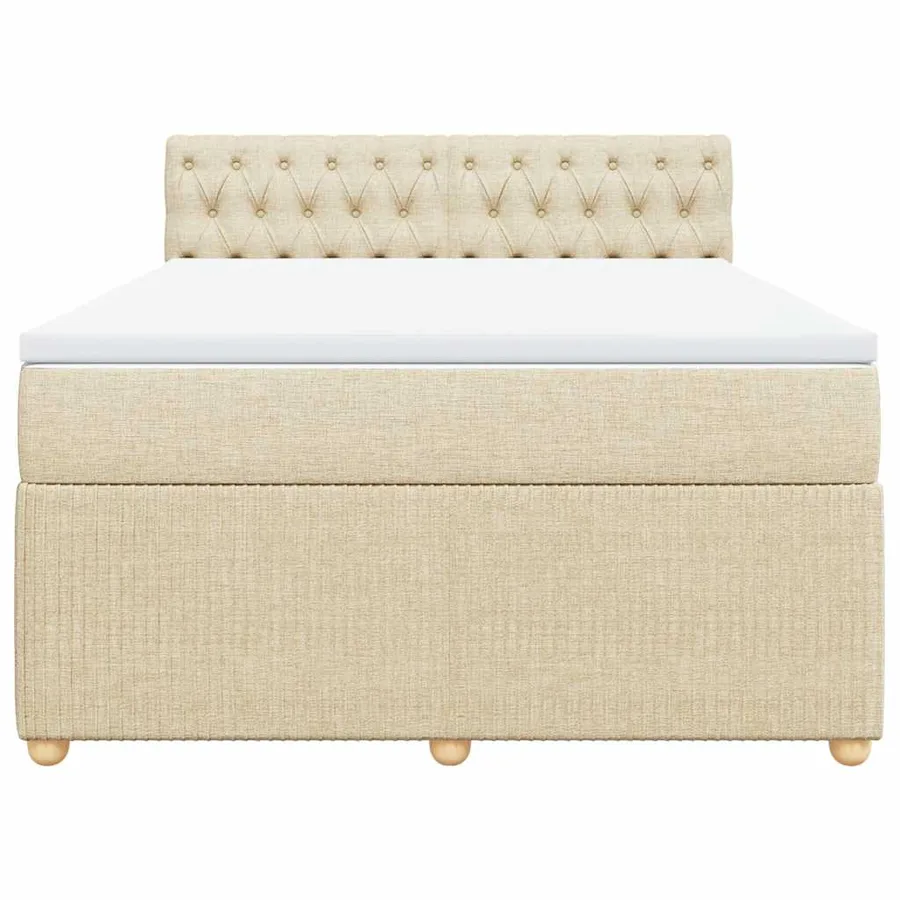 Sommier à lattes de lit avec matelas Crème 140x190 cm Tissu - 4