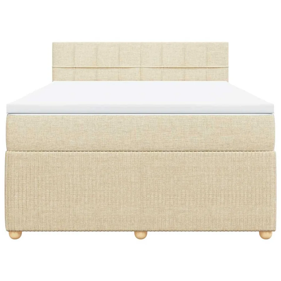 Sommier à lattes de lit avec matelas Crème 140x190 cm Tissu - 4