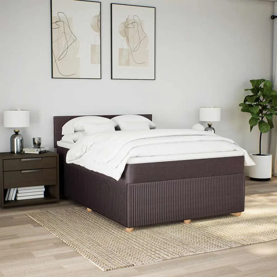 Sommier à lattes de lit avec matelas Marron foncé 140x190 cm - 3