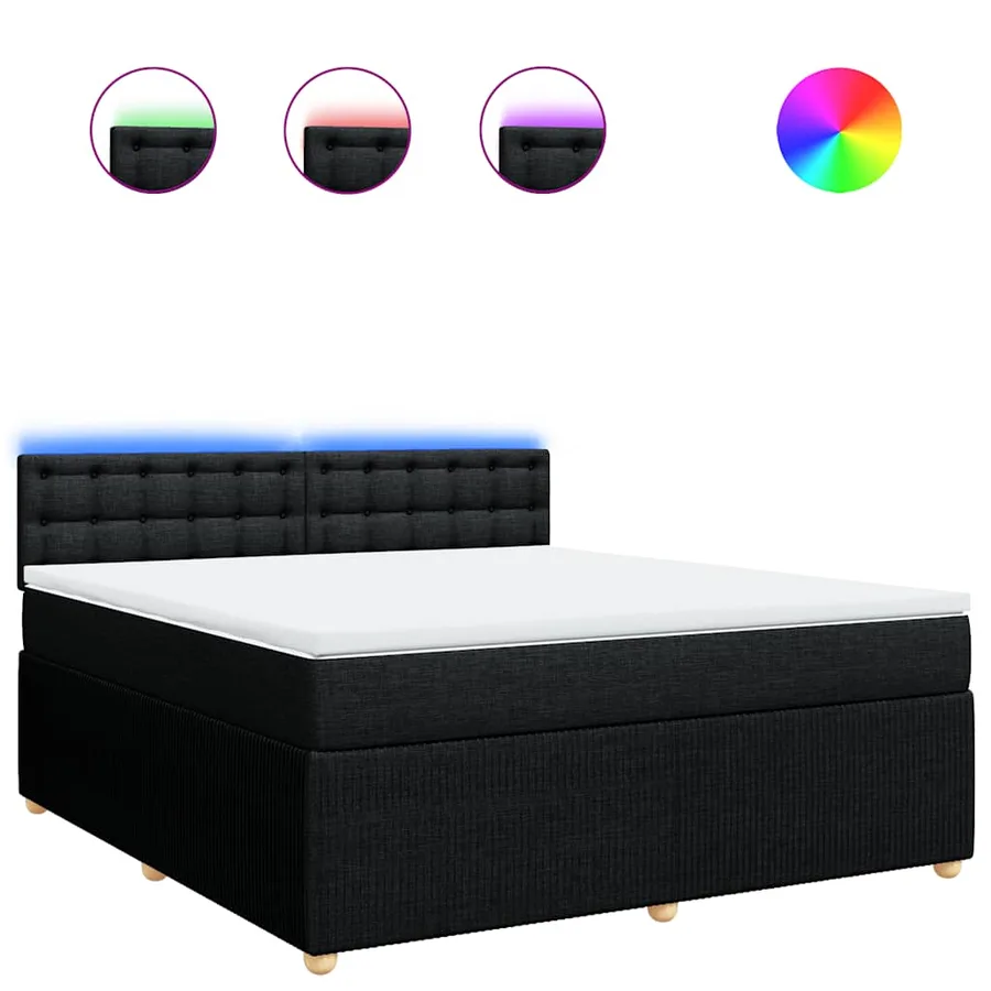 Sommier à lattes de lit avec matelas Noir 180x200 cm Tissu - 2