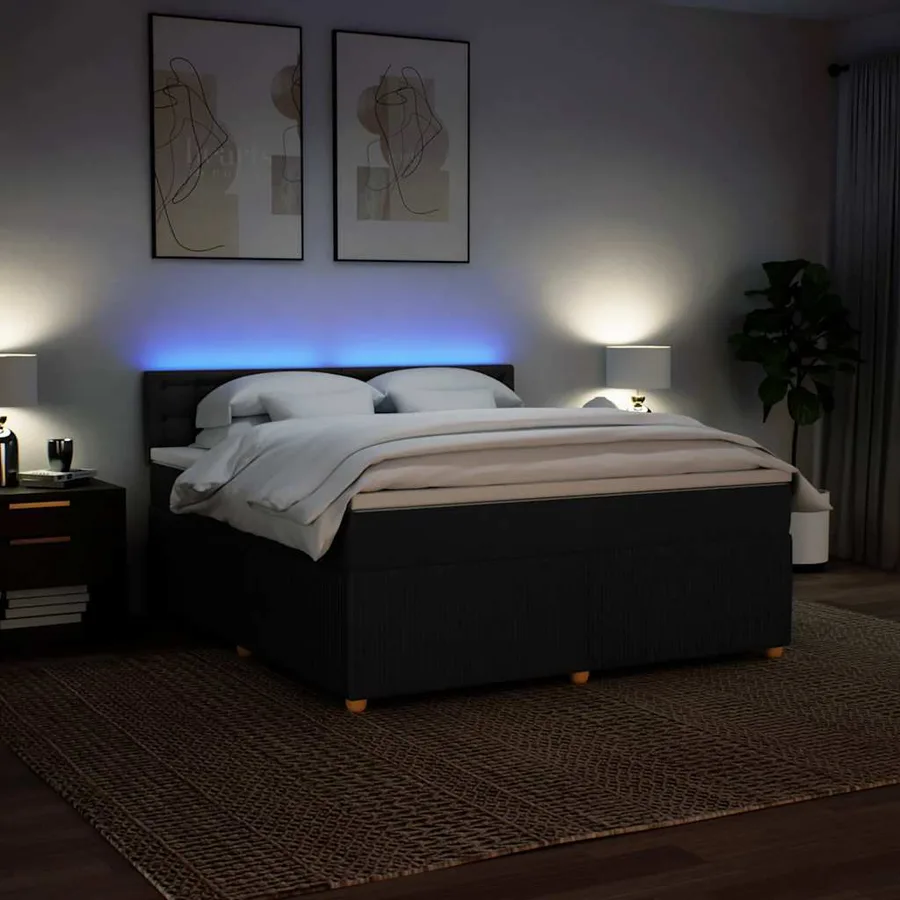 Sommier à lattes de lit avec matelas Noir 180x200 cm Tissu - 5