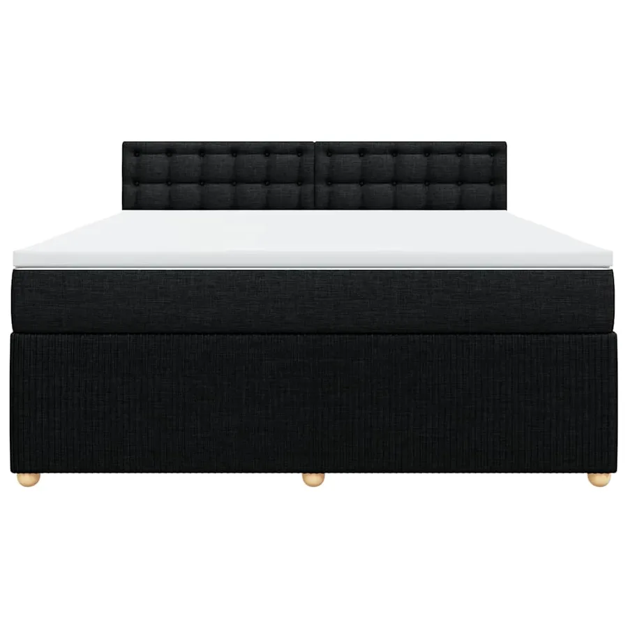 Sommier à lattes de lit avec matelas Noir 180x200 cm Tissu - 6