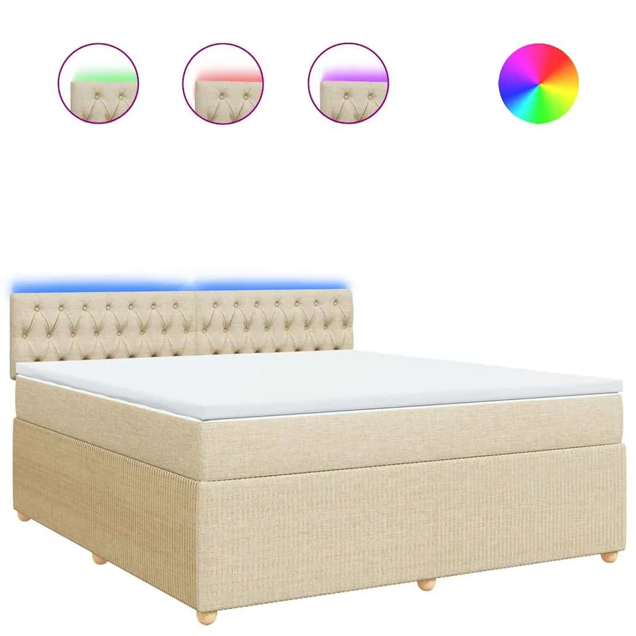 Sommier à lattes de lit avec matelas Crème 180x200 cm Tissu - 2
