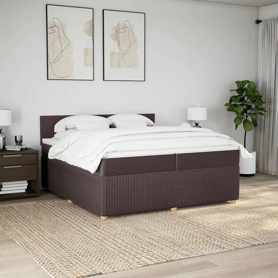 Sommier à lattes de lit avec matelas Marron foncé 200x200 cm - 3