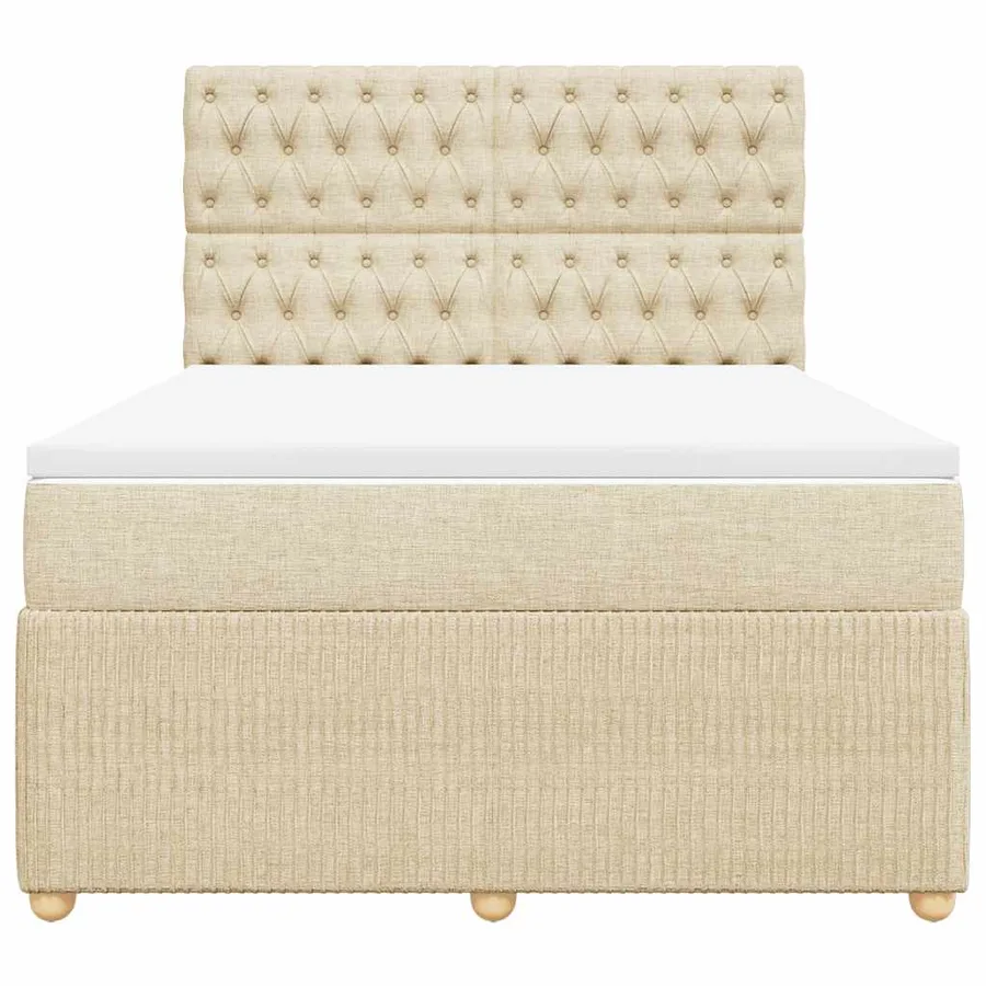 Sommier à lattes de lit avec matelas Crème 160x200 cm Tissu - 4