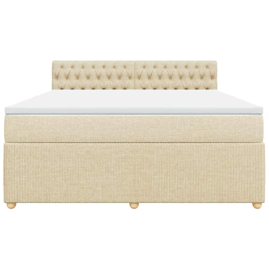 Sommier à lattes de lit avec matelas Crème 180x200 cm Tissu - 4