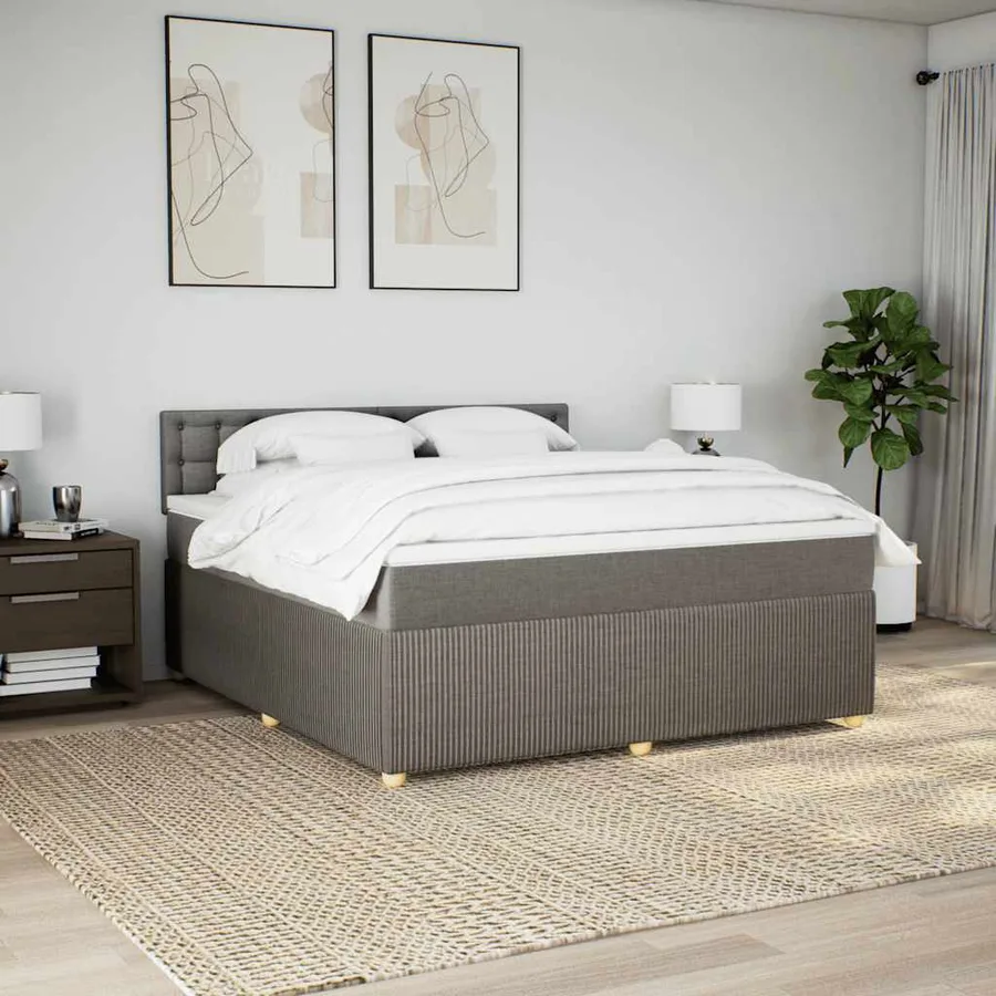 Sommier à lattes de lit avec matelas Taupe 180x200 cm Tissu - 3
