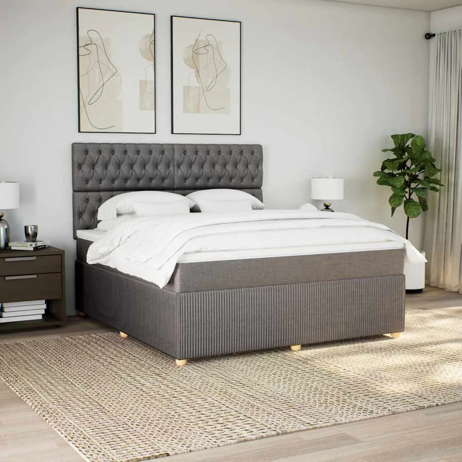 Sommier à lattes de lit avec matelas Taupe 180x200 cm Tissu - 3